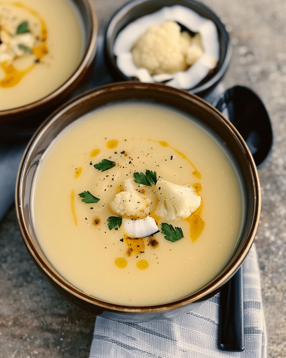 Roasted Cauliflower Soup With Coconut And Turmeric