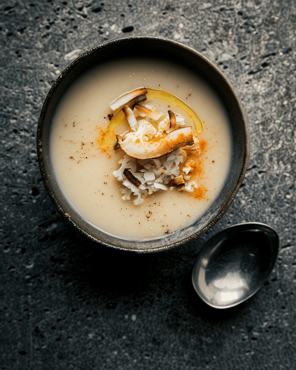 Roasted Cauliflower Soup With Coconut And Turmeric