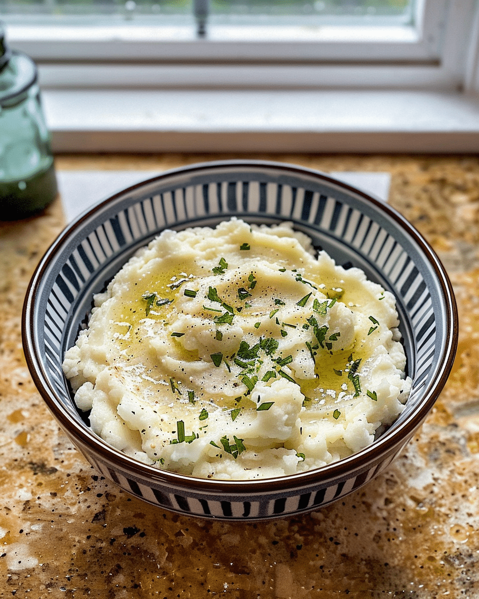 Thyme Mashed Cauliflower With Roasted Garlic