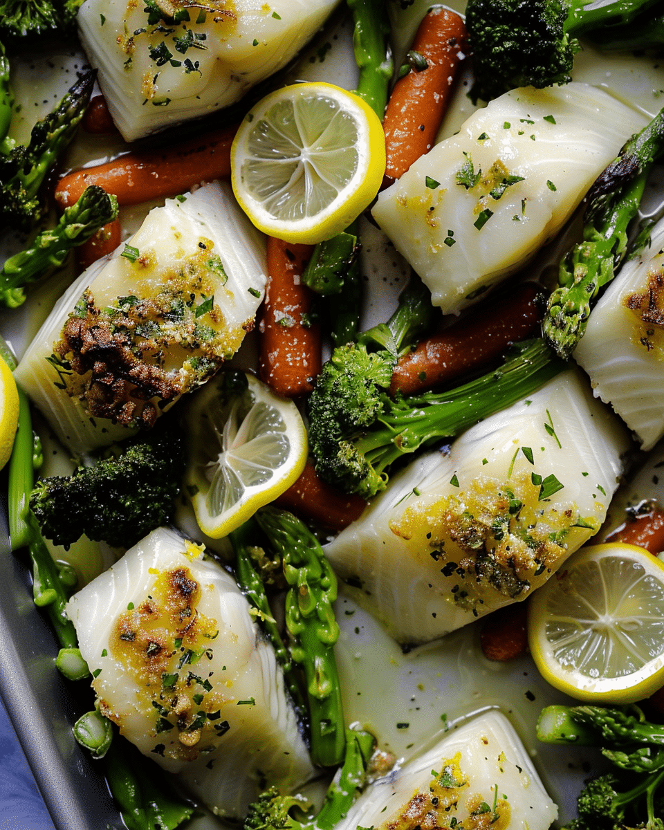 Sheet Pan Lemon Garlic Fish And Veggies