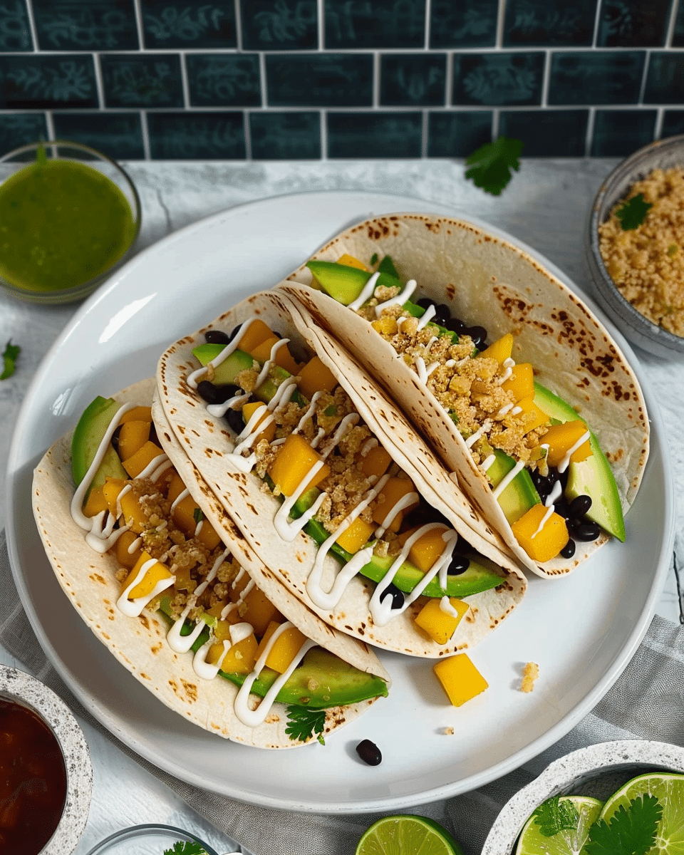 Spicy Mango, Black Bean & Avocado Tacos