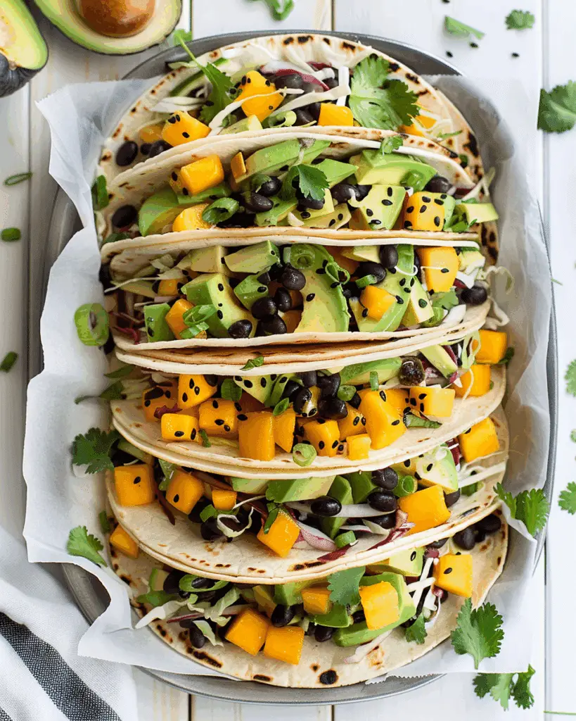 Spicy Mango, Black Bean & Avocado Tacos