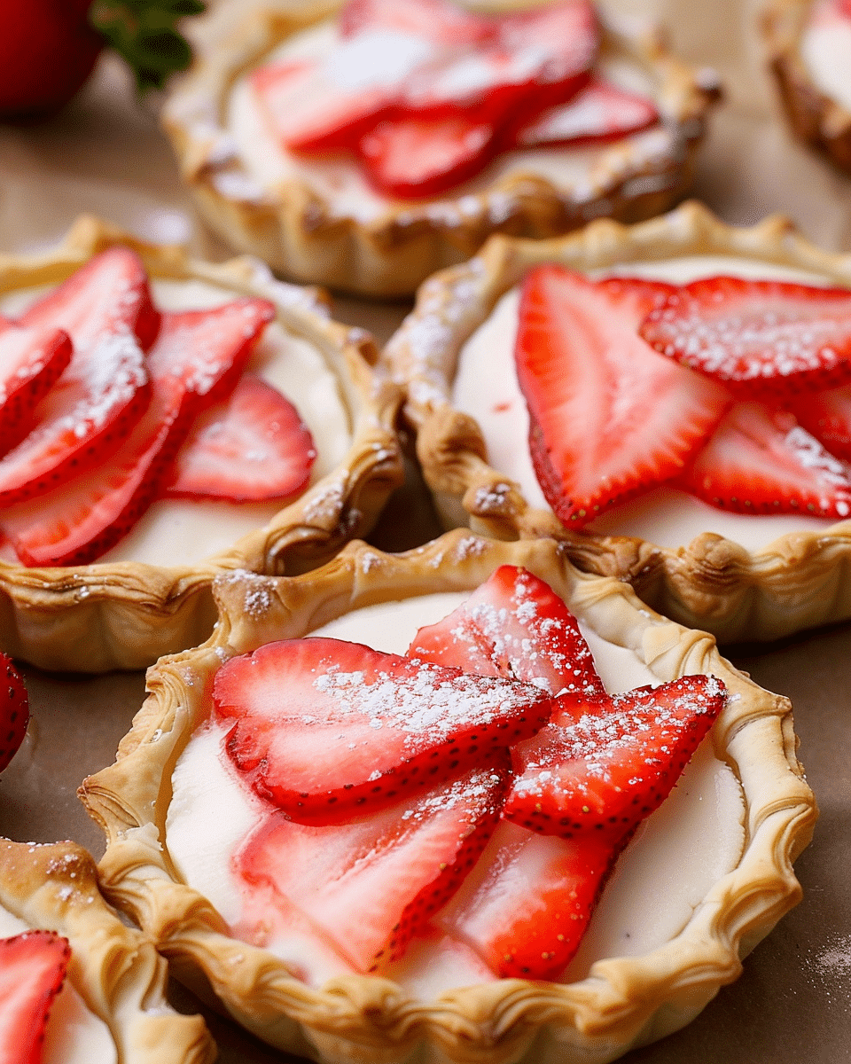 Strawberry And Cream Cheese Puff Pastry Tarts