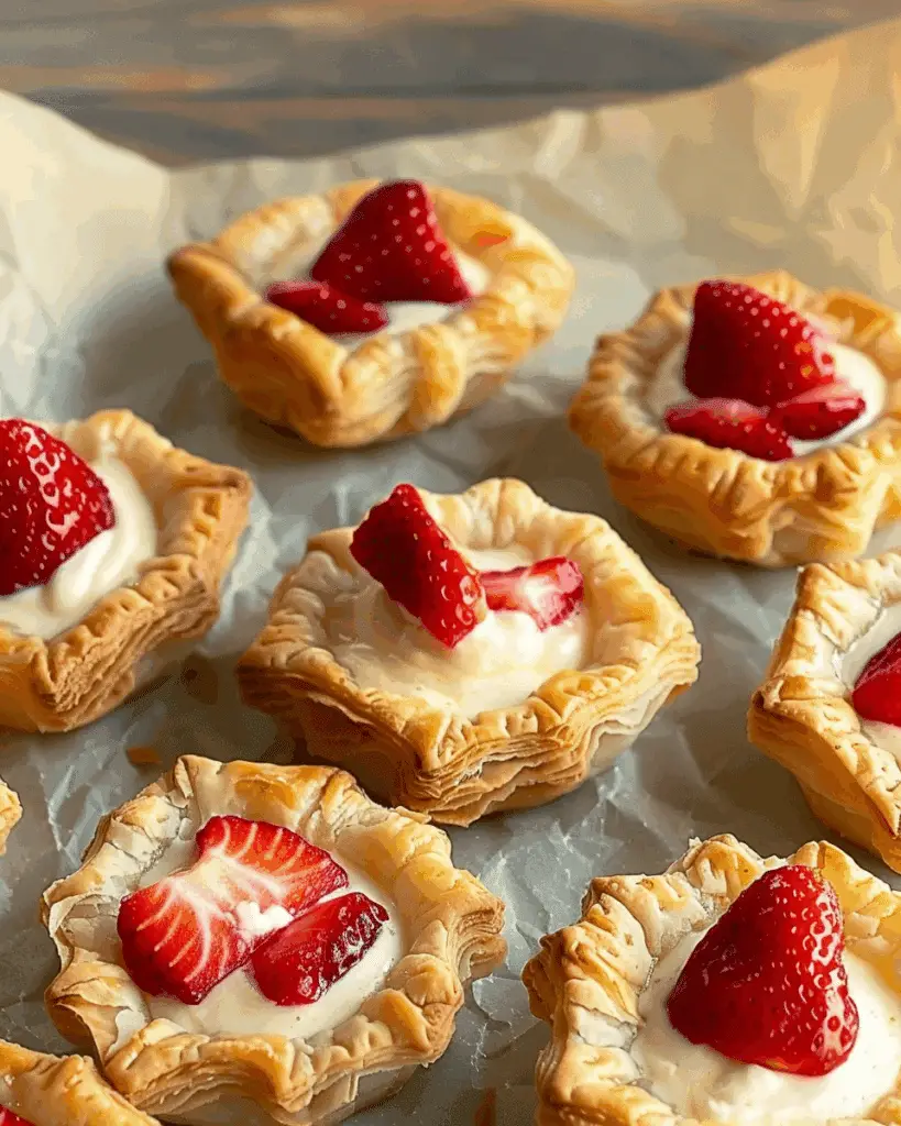 Strawberry And Cream Cheese Puff Pastry Tarts