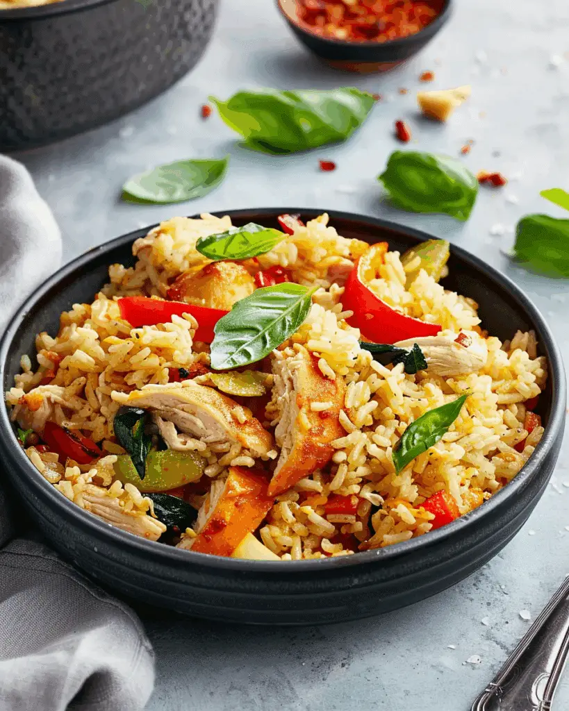 Thai Spicy Basil Chicken Fried Rice