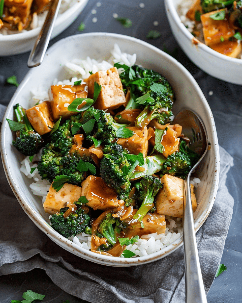 Tofu Broccoli Stir Fry With Garlic Ginger Sauce