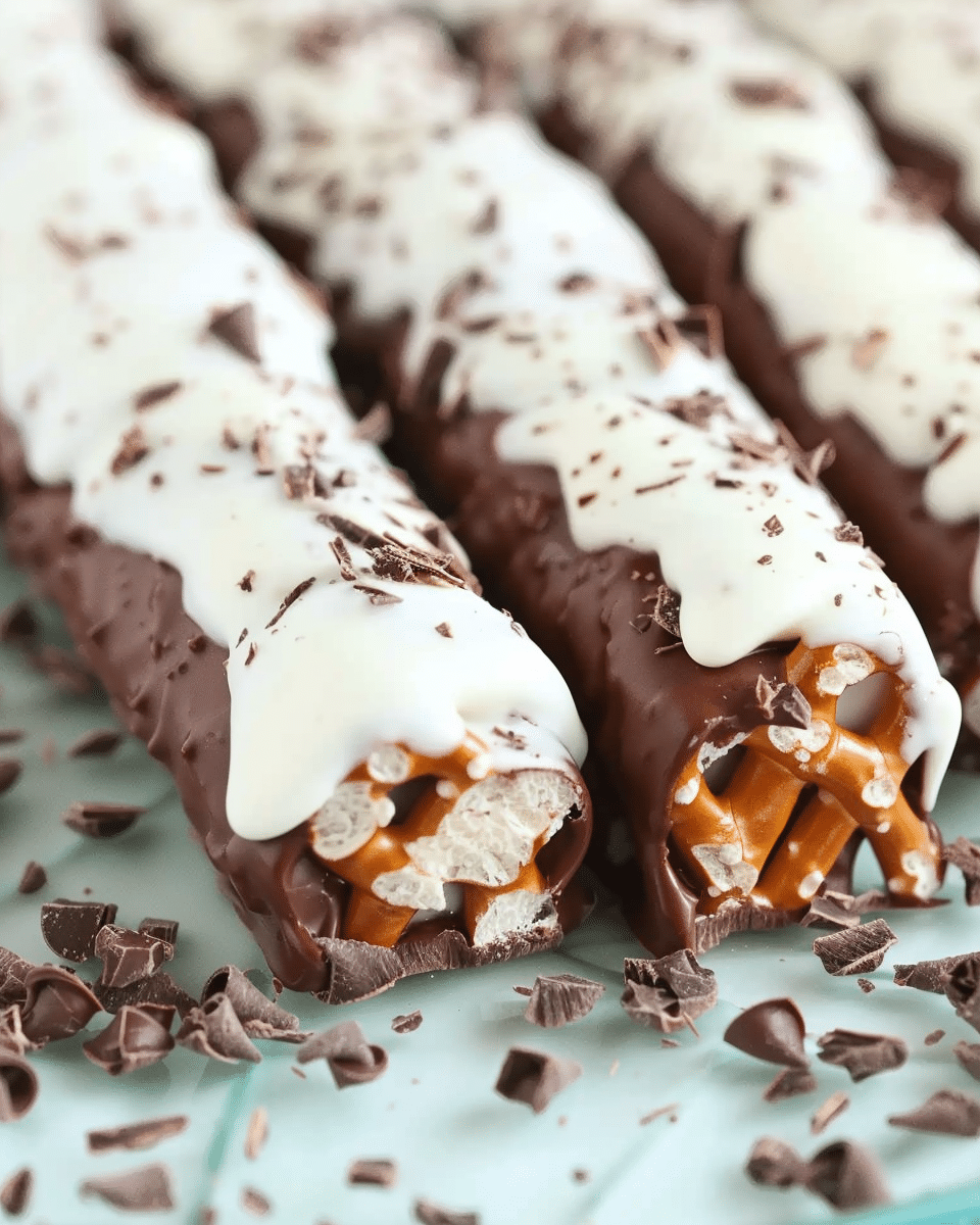 White Chocolate Dipped Pretzel Rods