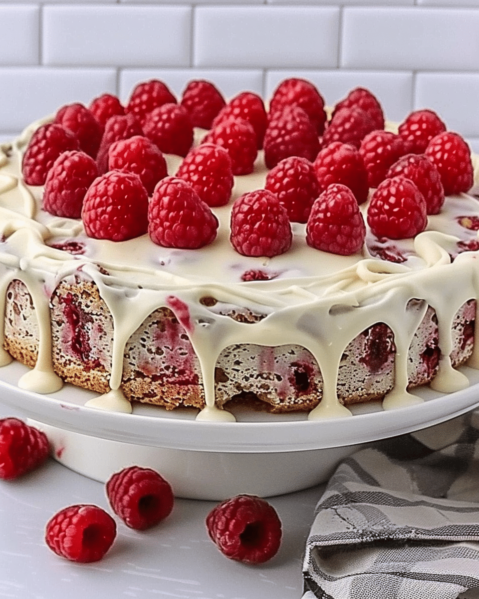 White Chocolate Raspberry Poke Cake