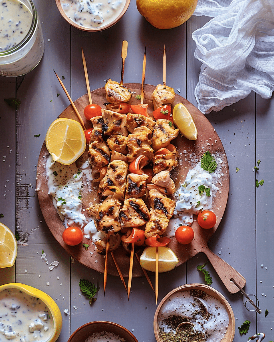 Yogurt Marinated Grilled Chicken Skewers