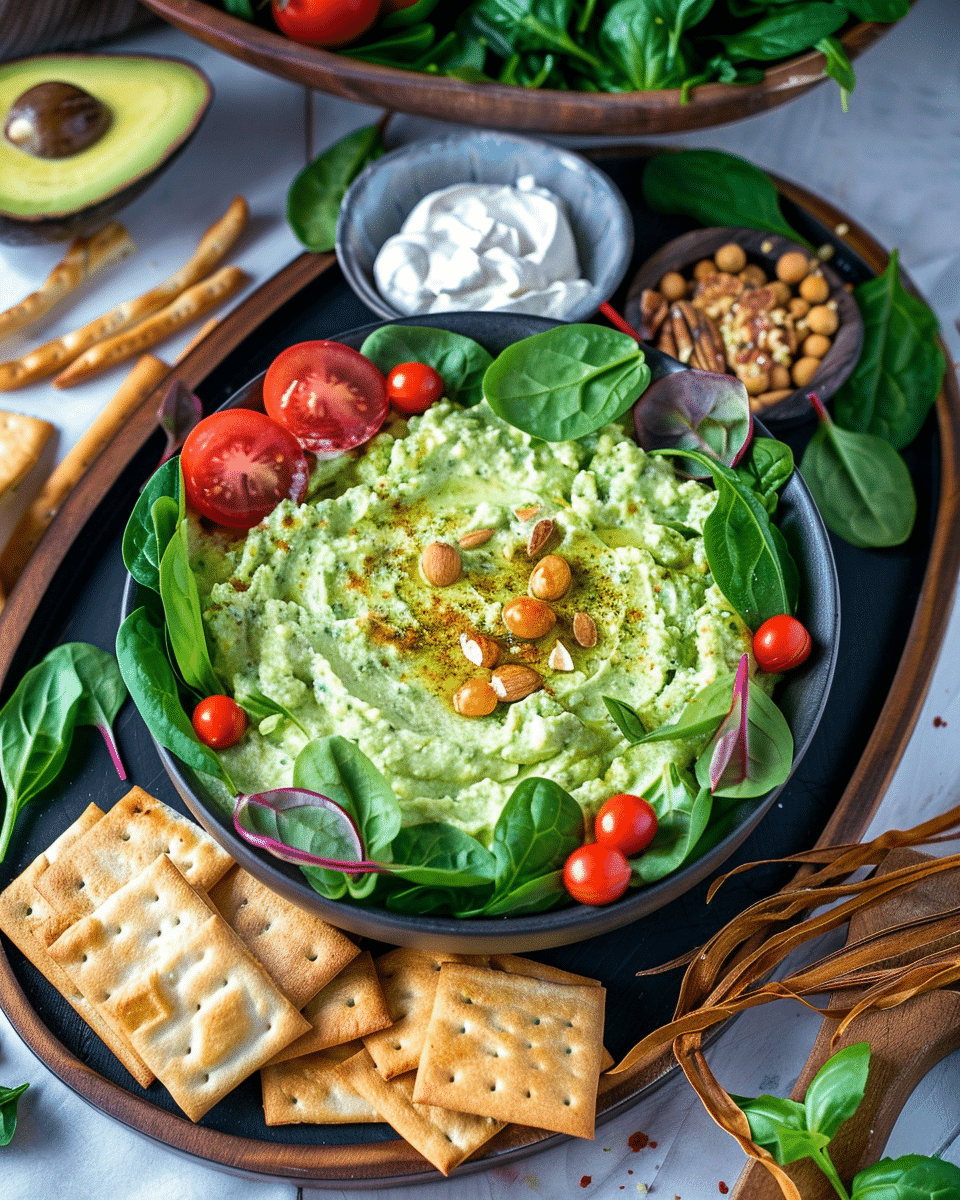 Pesto-Spinach Whipped Ricotta Dip