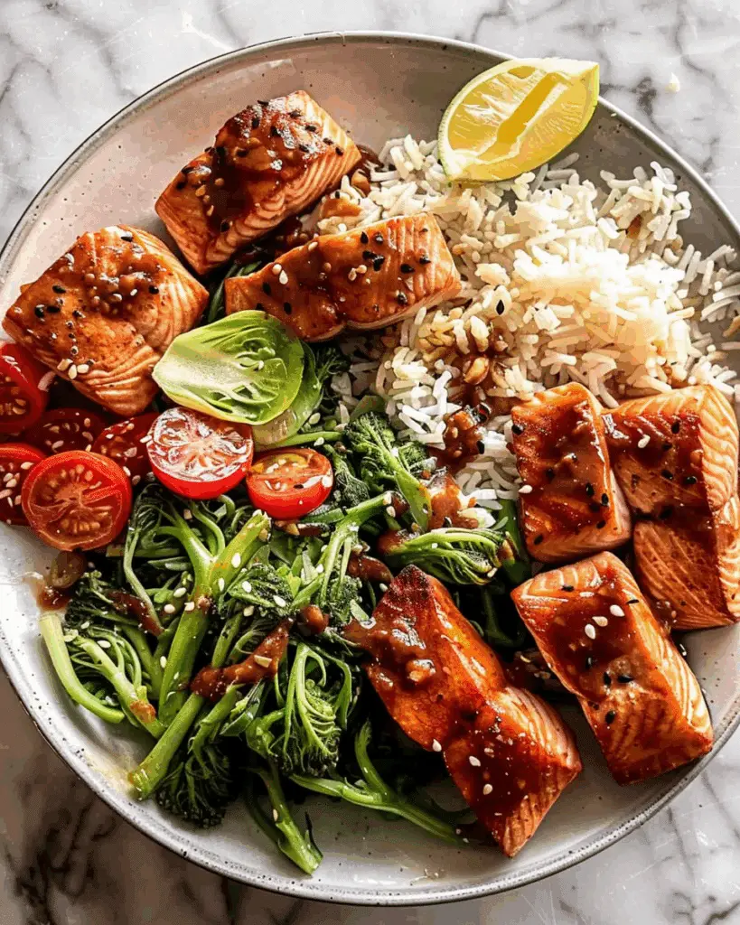 30 Minute Chili Honey Garlic Salmon Bowls