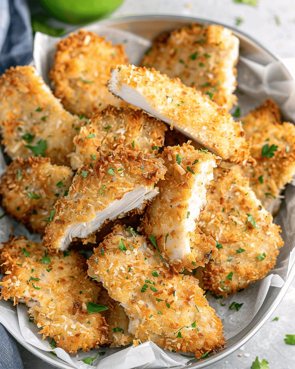 Baked Crispy Coconut Chicken + Creamy Coconut