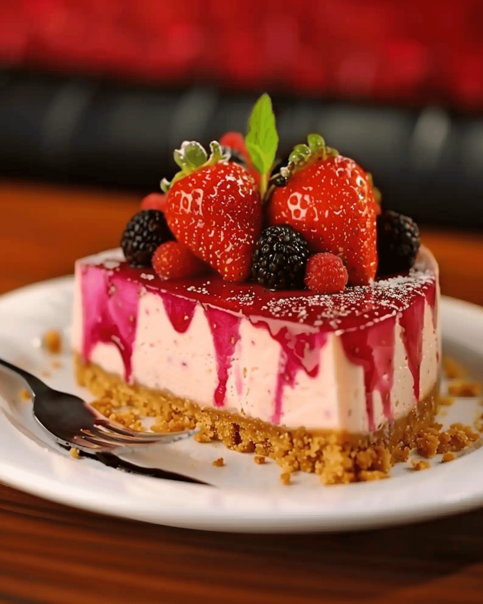 Berrylicious Strawberry Crunch Cheesecake