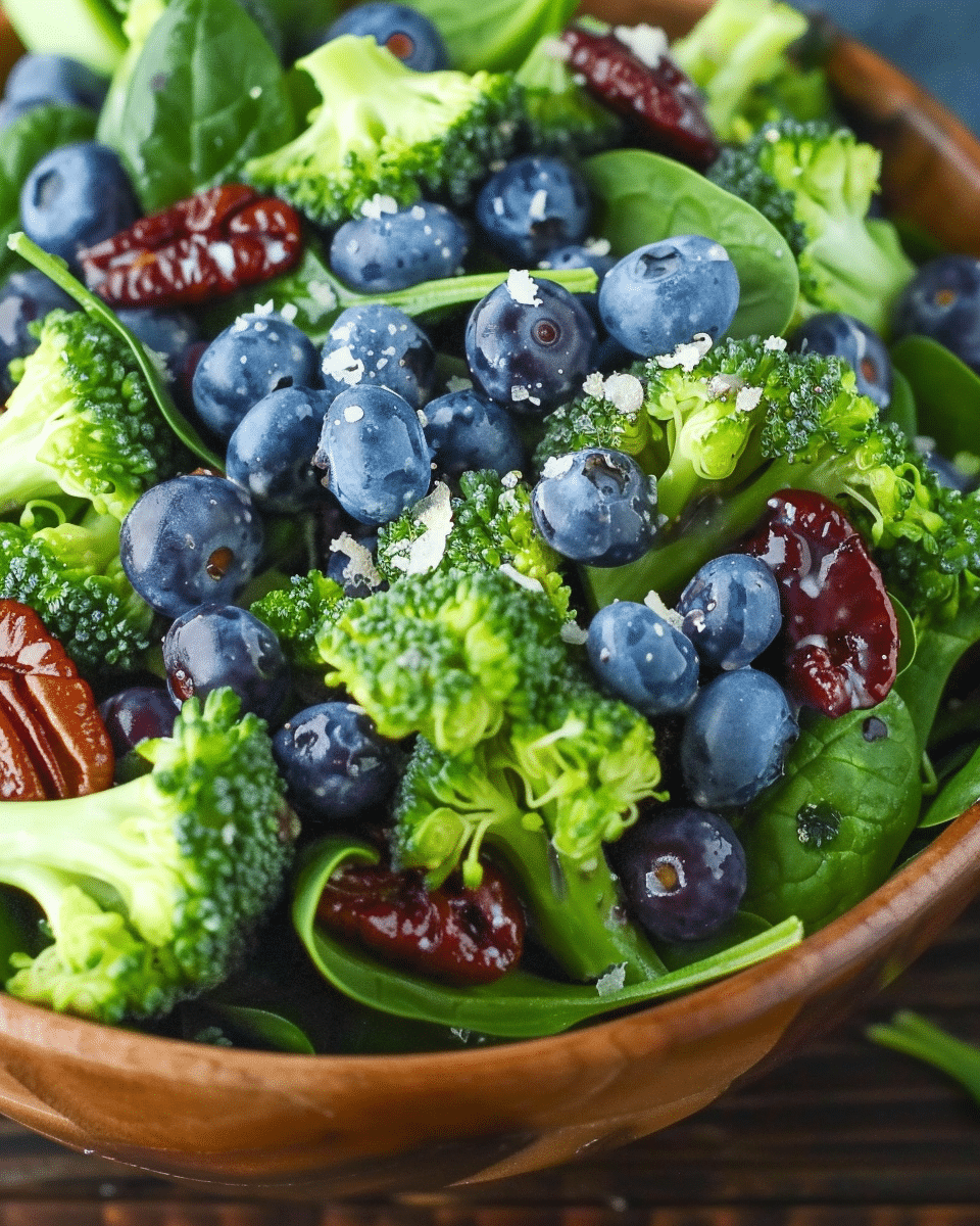 Blueberry Broccoli Spinach Salad
