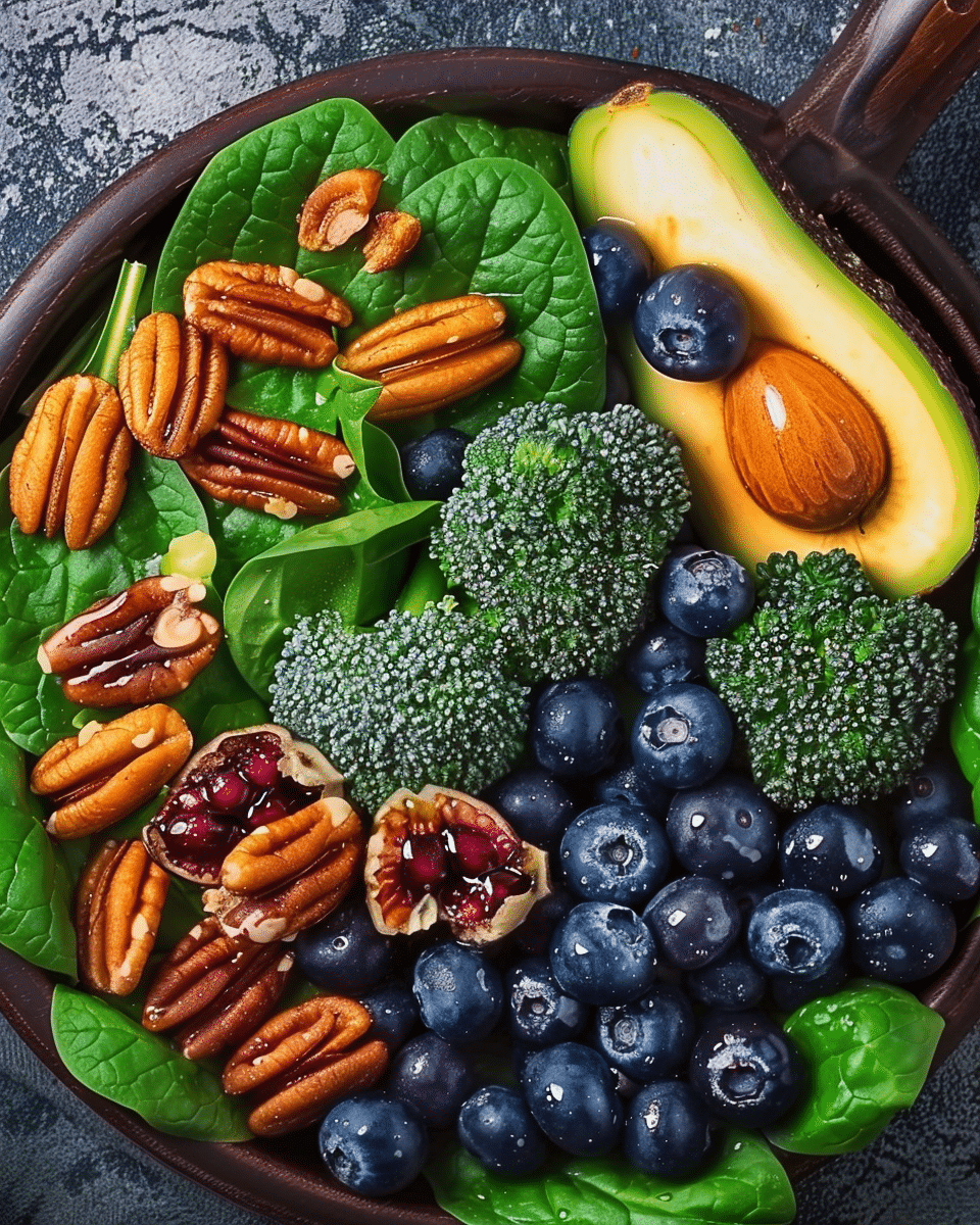 Blueberry Broccoli Spinach Salad