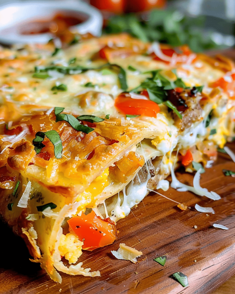 Breakfast Pizza Wraps with Cottage Cheese Crust