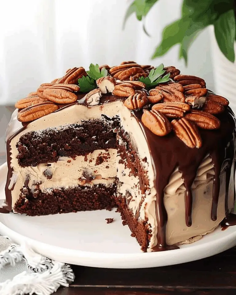 Caramel Pecan Ice Cream Chocolate Lokum Cake