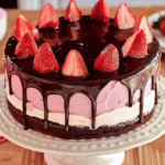Chocolate-Dipped Strawberry Mousse Cake