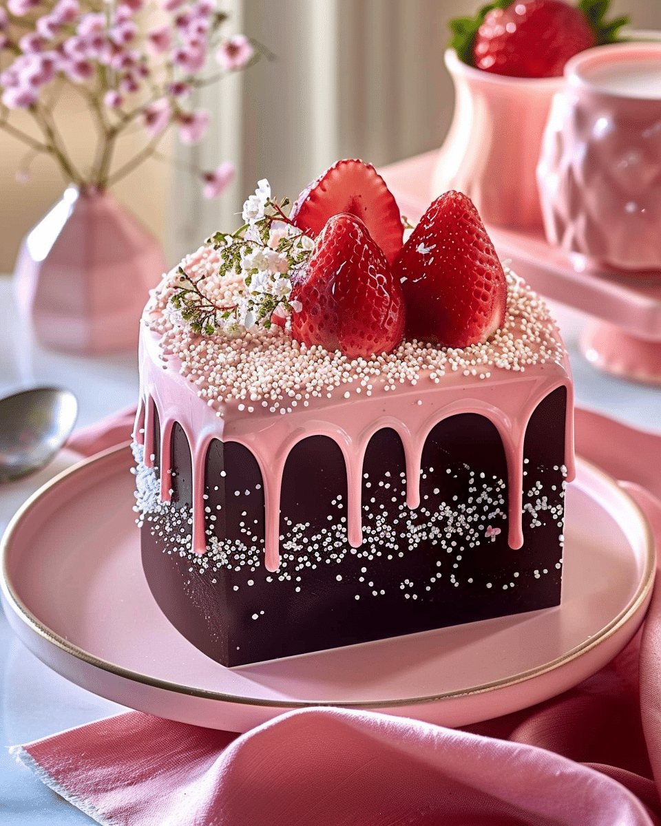 Chocolate-Dipped Strawberry Mousse Cake