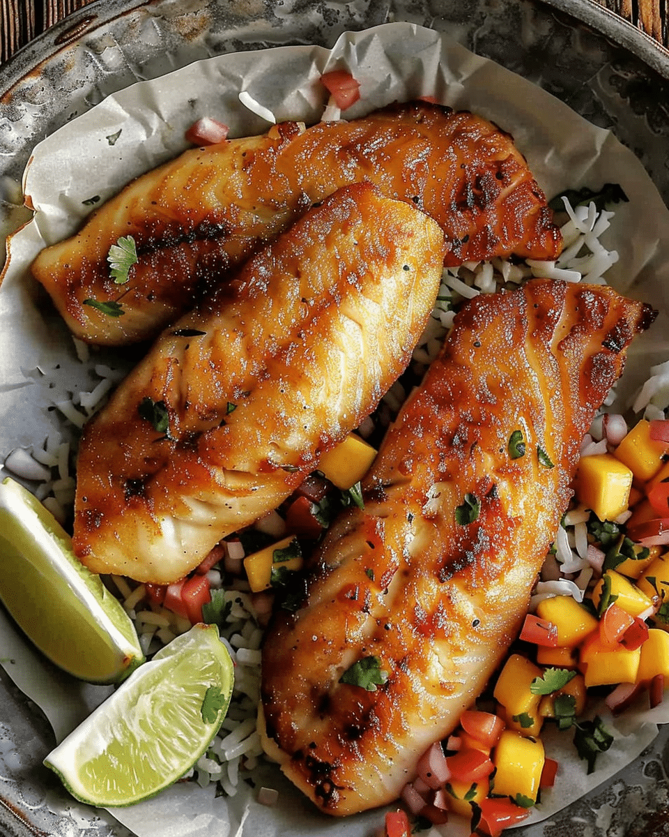 Coconut Lime Fish with Mango Salsa