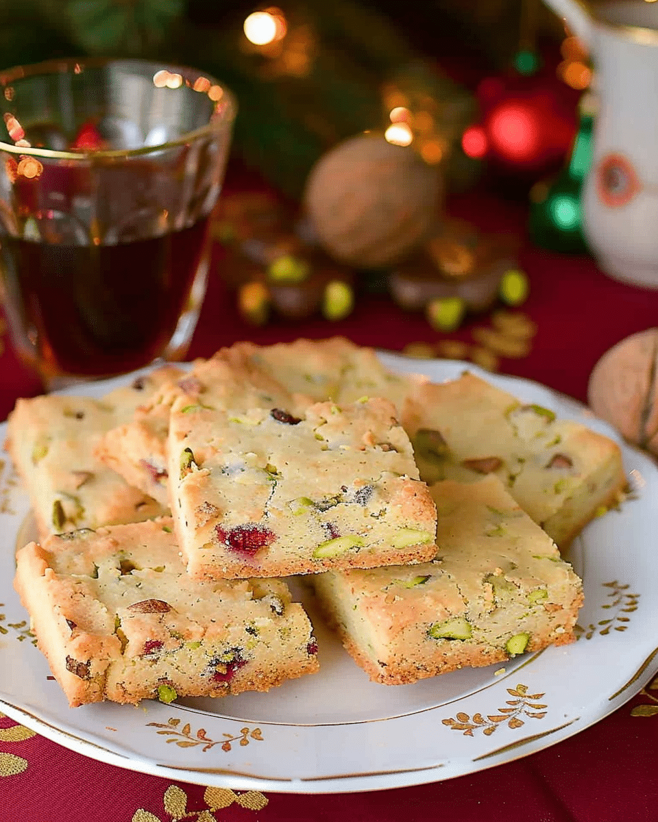 Cranberry Pistachio Shortbread (5 Ingredients, No Gluten, No Eggs, No Butter)