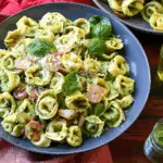 Creamy Basil Pesto Cheese Tortellini Pasta with Corn