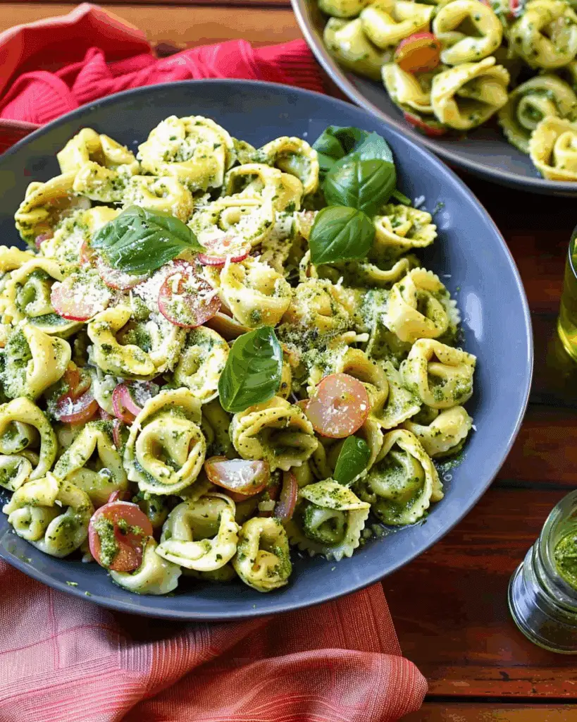 Creamy Basil Pesto Cheese Tortellini Pasta with Corn