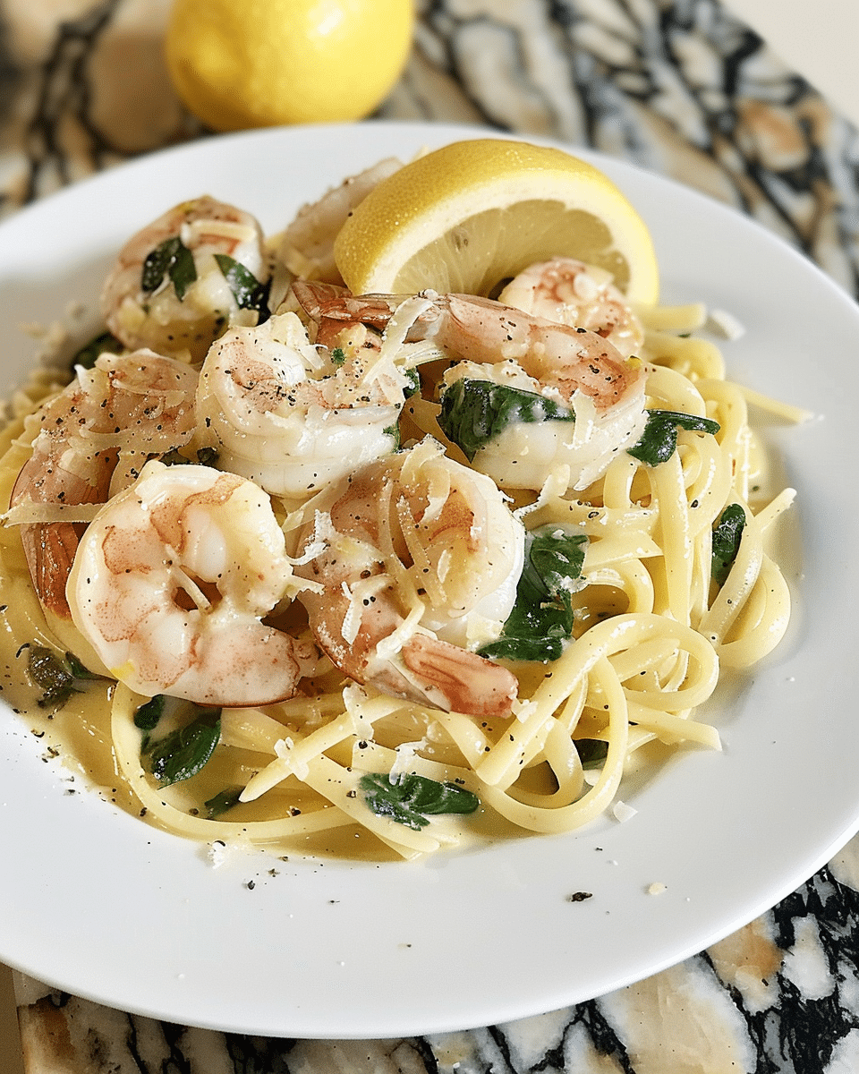 Creamy Lemon Basil Shrimp Pasta