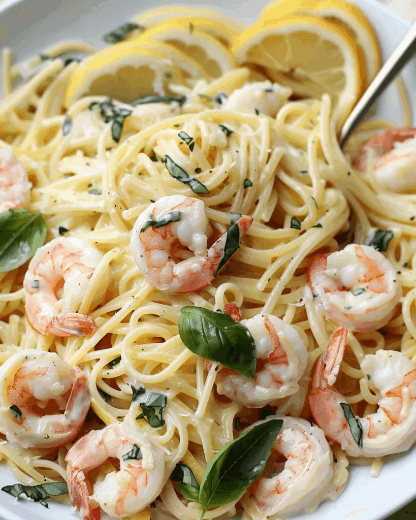 Creamy Lemon Basil Shrimp Pasta