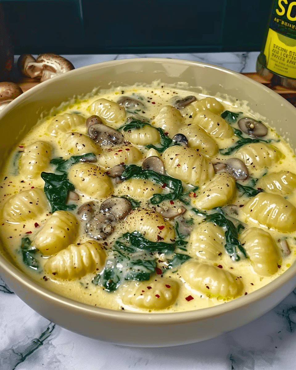 Creamy Vegan Mushroom & Spinach Gnocchi