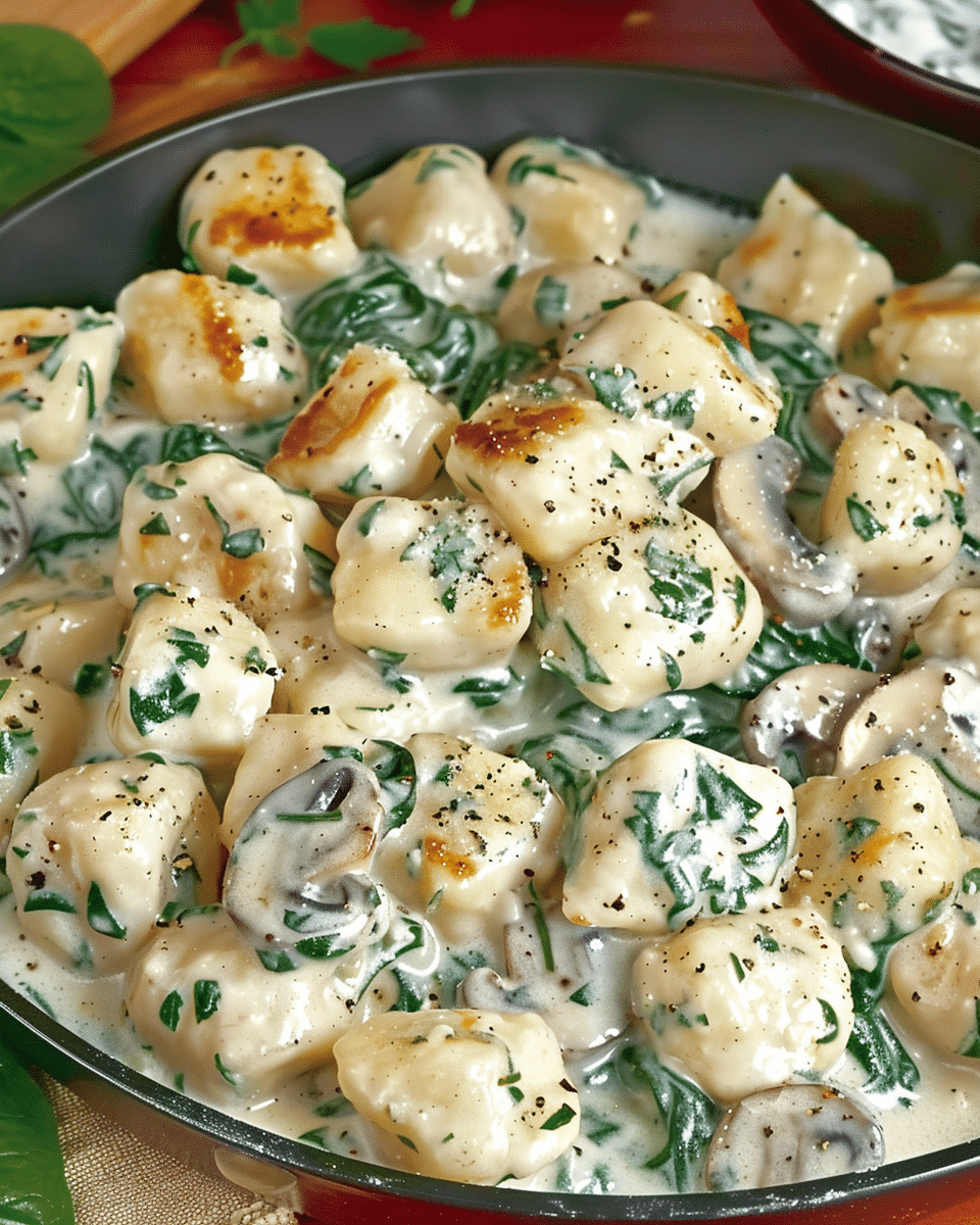 Creamy Vegan Mushroom & Spinach Gnocchi