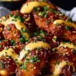 Crispy Pretzel Chicken with Mustard-Cheddar Sauce