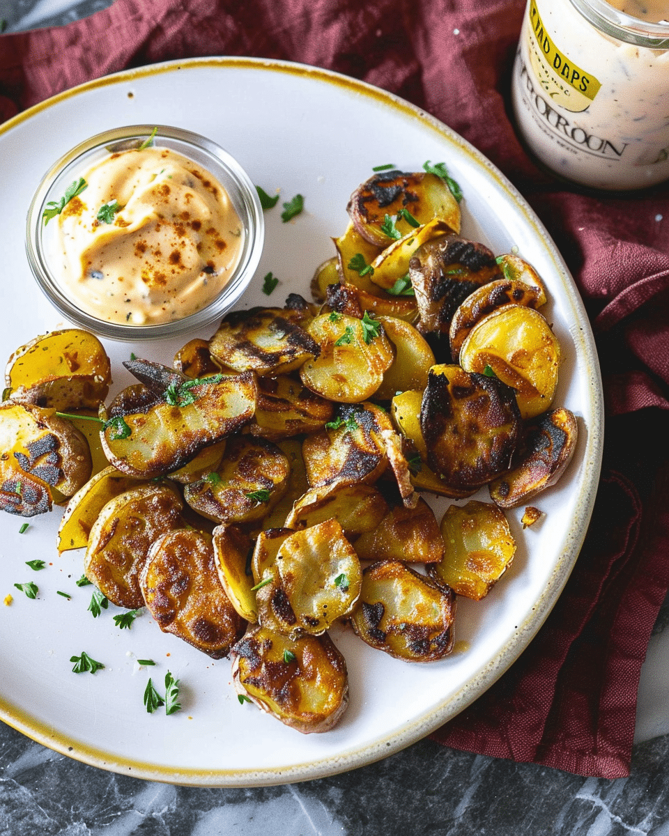 Crispy Smashed Potatoes + Spicy Aioli