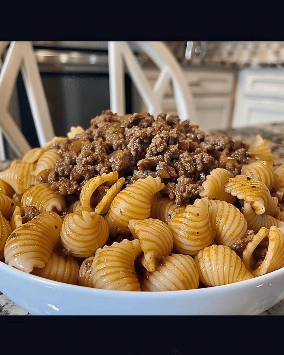 The Best Crockpot Cheesy Ranch Beef Pasta Shells