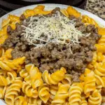 The Best Crockpot Cheesy Ranch Beef Pasta Shells