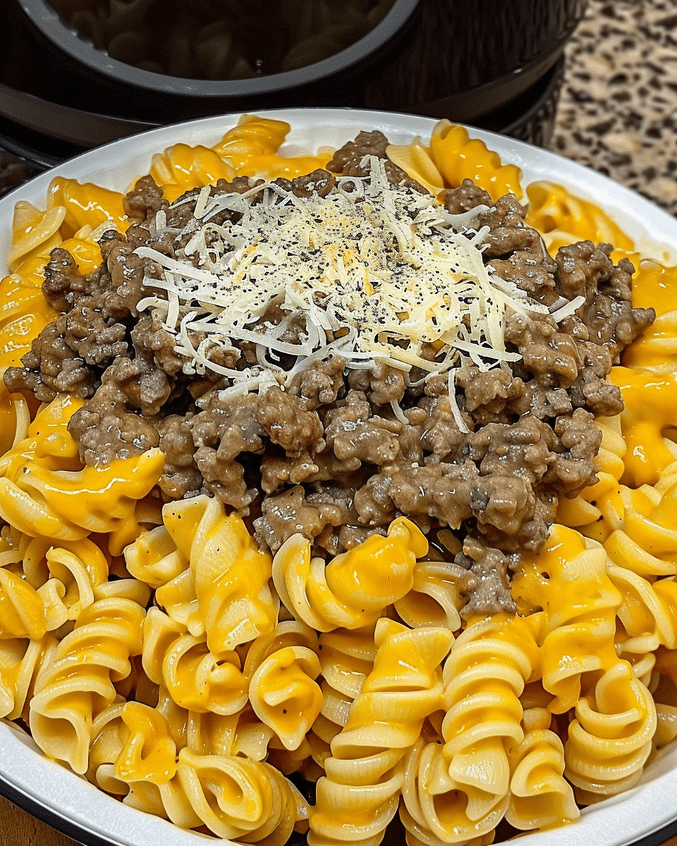 The Best Crockpot Cheesy Ranch Beef Pasta Shells