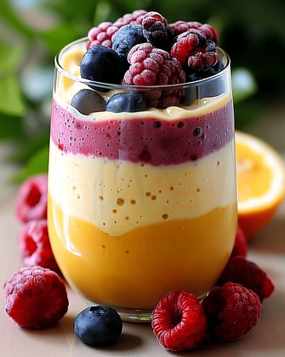 Delicious and Colorful Layered Smoothie