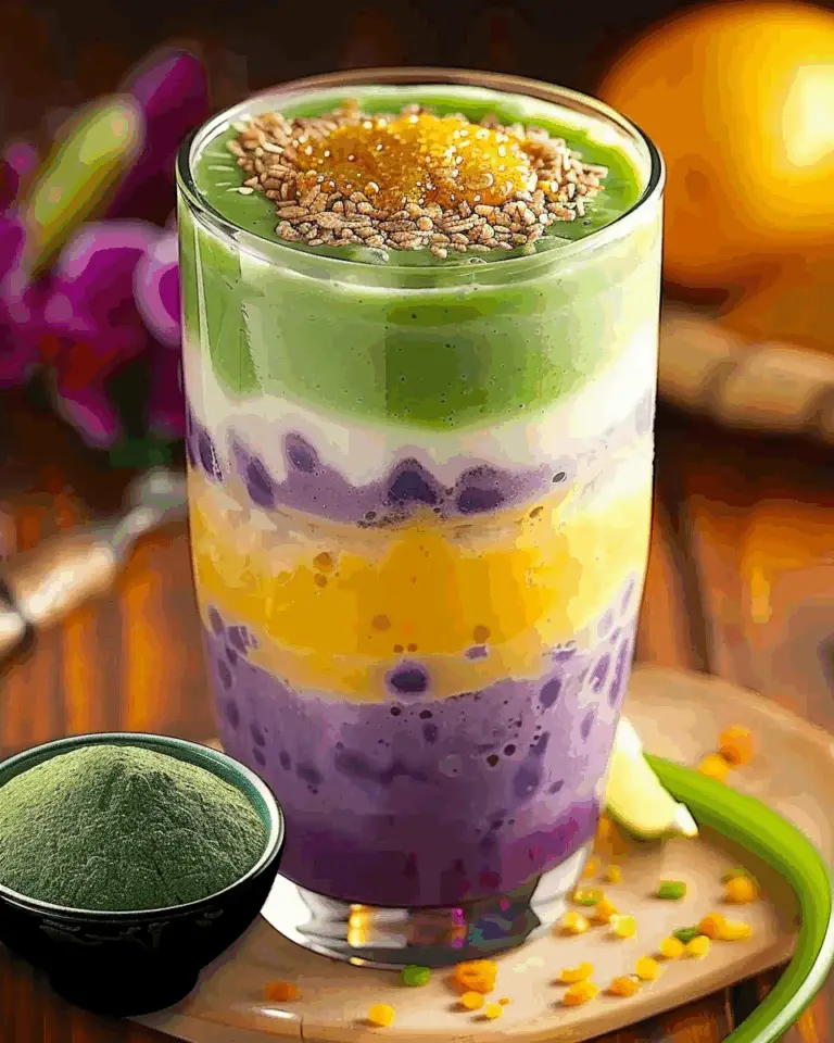 Delicious and Colorful Layered Smoothie