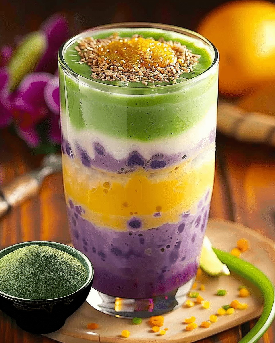 Delicious and Colorful Layered Smoothie
