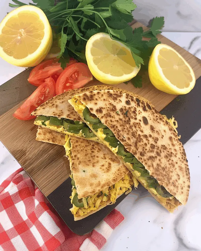 Feta and Green Olive Breakfast Quesadilla