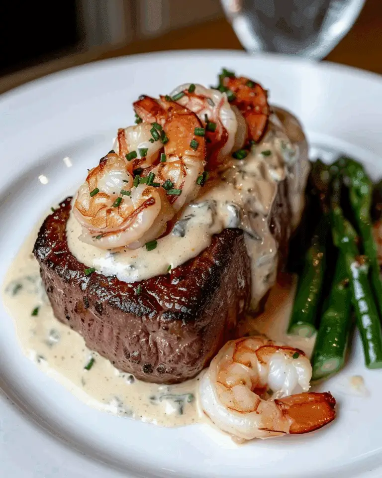 Filet Mignon with Shrimp and Lobster Cream