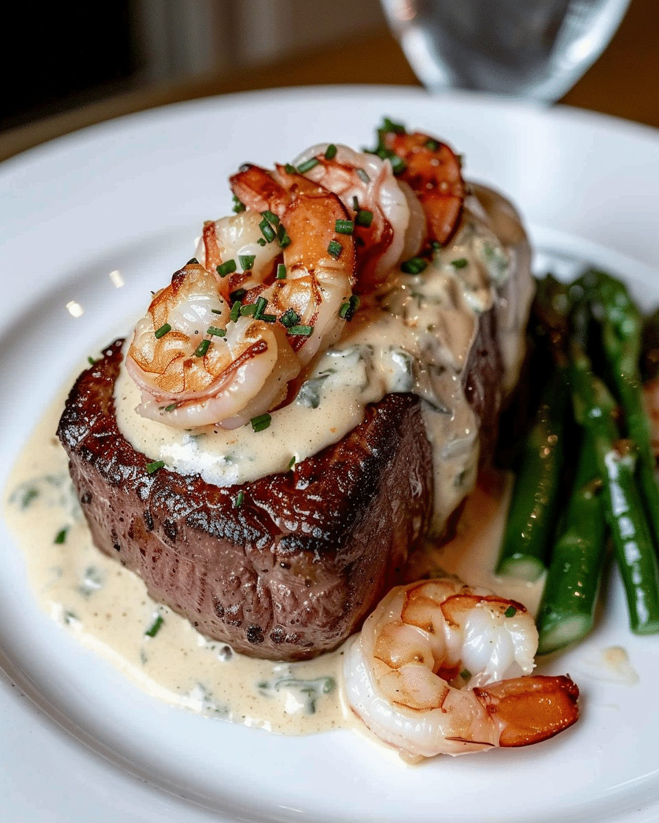 Filet Mignon with Shrimp and Lobster Cream