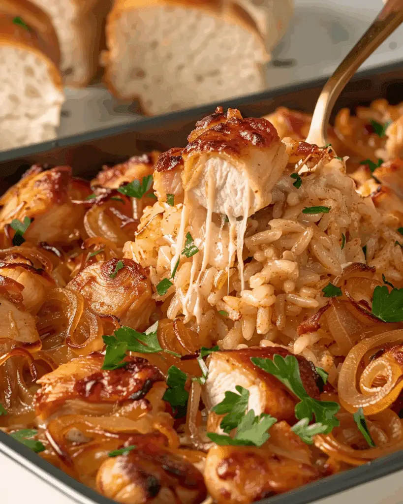 French Onion Chicken And Rice Casserole