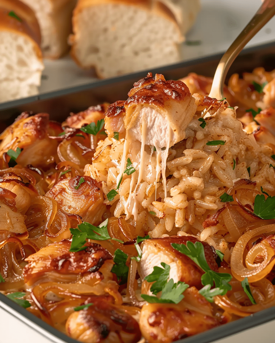 French Onion Chicken And Rice Casserole