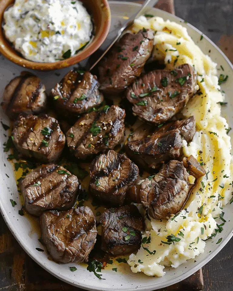 Garlic Butter Steak Bites and Cheesy Smashed Potatoes