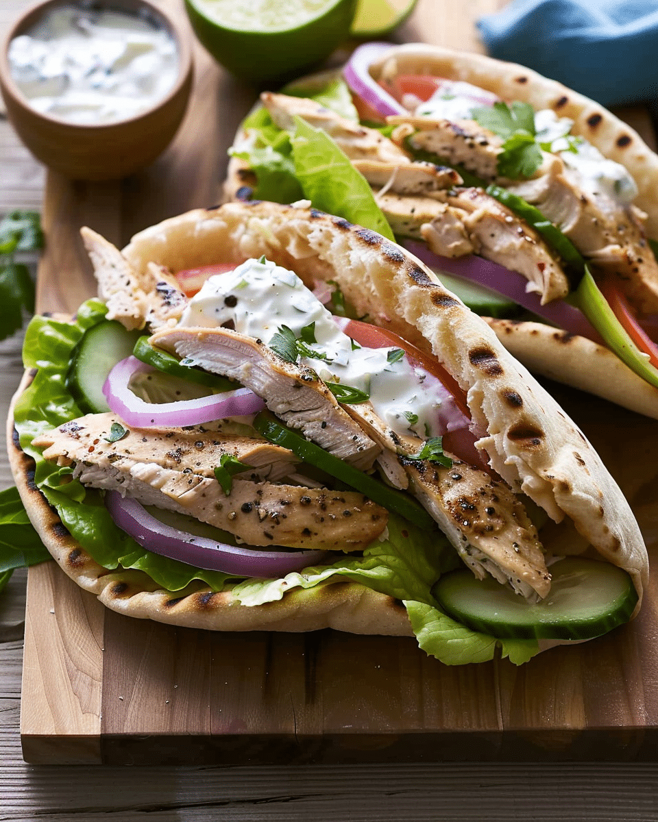 Greek Chicken Stuffed Pitas