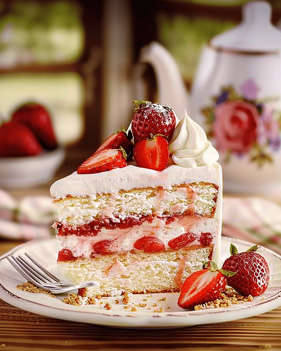 Heavenly Strawberry Cloud Cake