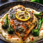Herb-Lemon Chicken with Garlic Mashed Potatoes and Broccolini