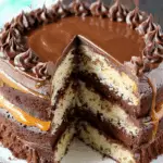 Homemade Chocolate Cake with Caramel Filling and Chocolate Ganache