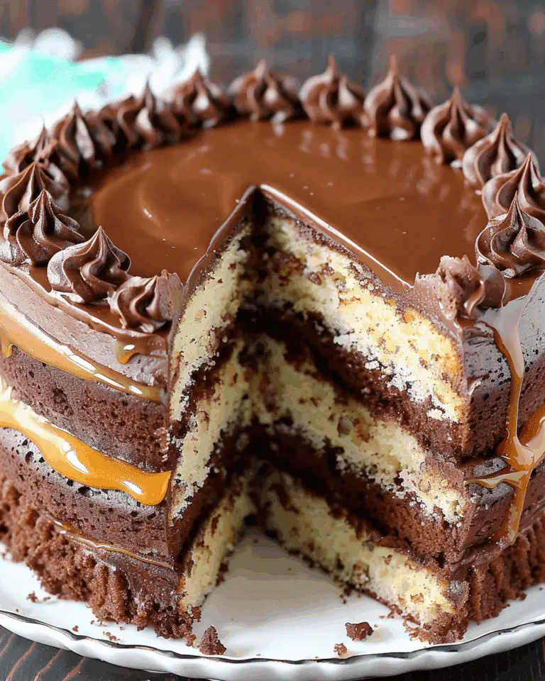 Homemade Chocolate Cake with Caramel Filling and Chocolate Ganache